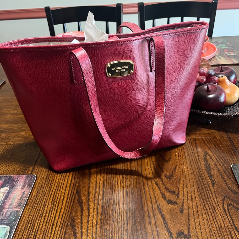Michael Kors Burgundy Leather Tote